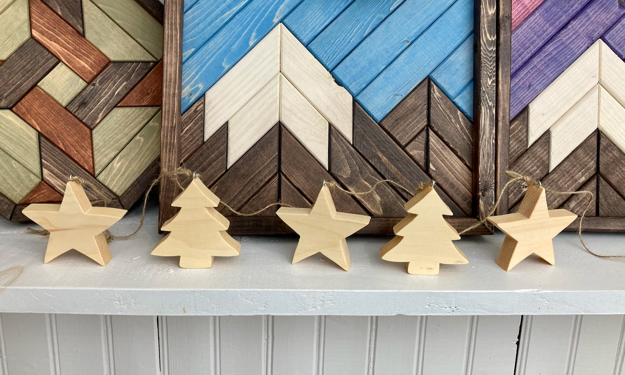 Yule · Décorations en bois brut